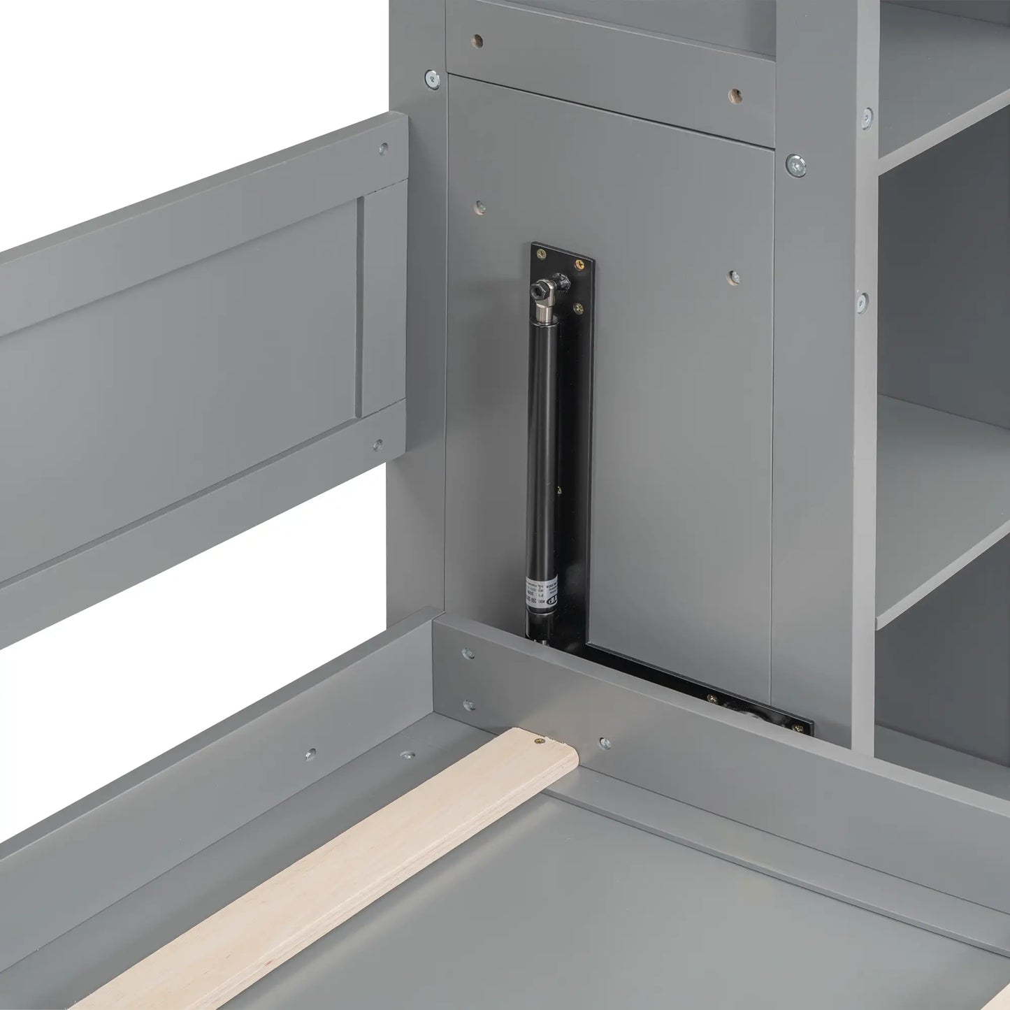Murphy Bed with Shelves, LED Lights, Space-Saving Wall Bed, 91" L x 81" W x 84" H, Grey Bed Frames at Gallery Canada