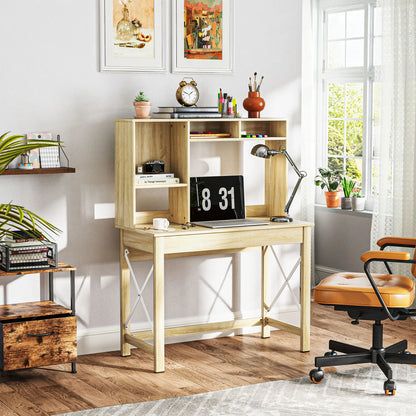 Computer Desk with Hutch, Home Office Study Table, Oak Computer Desks at Gallery Canada