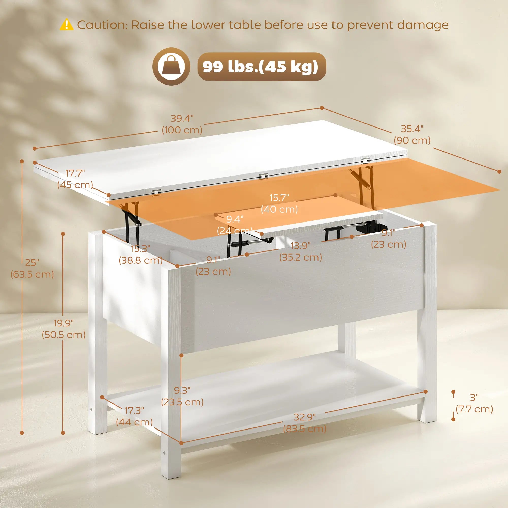Lift Top Coffee Table, with Storage, White Coffee Tables at Gallery Canada