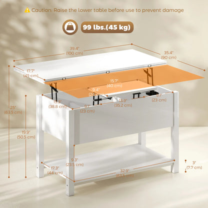 Lift Top Coffee Table, with Storage, White Coffee Tables at Gallery Canada