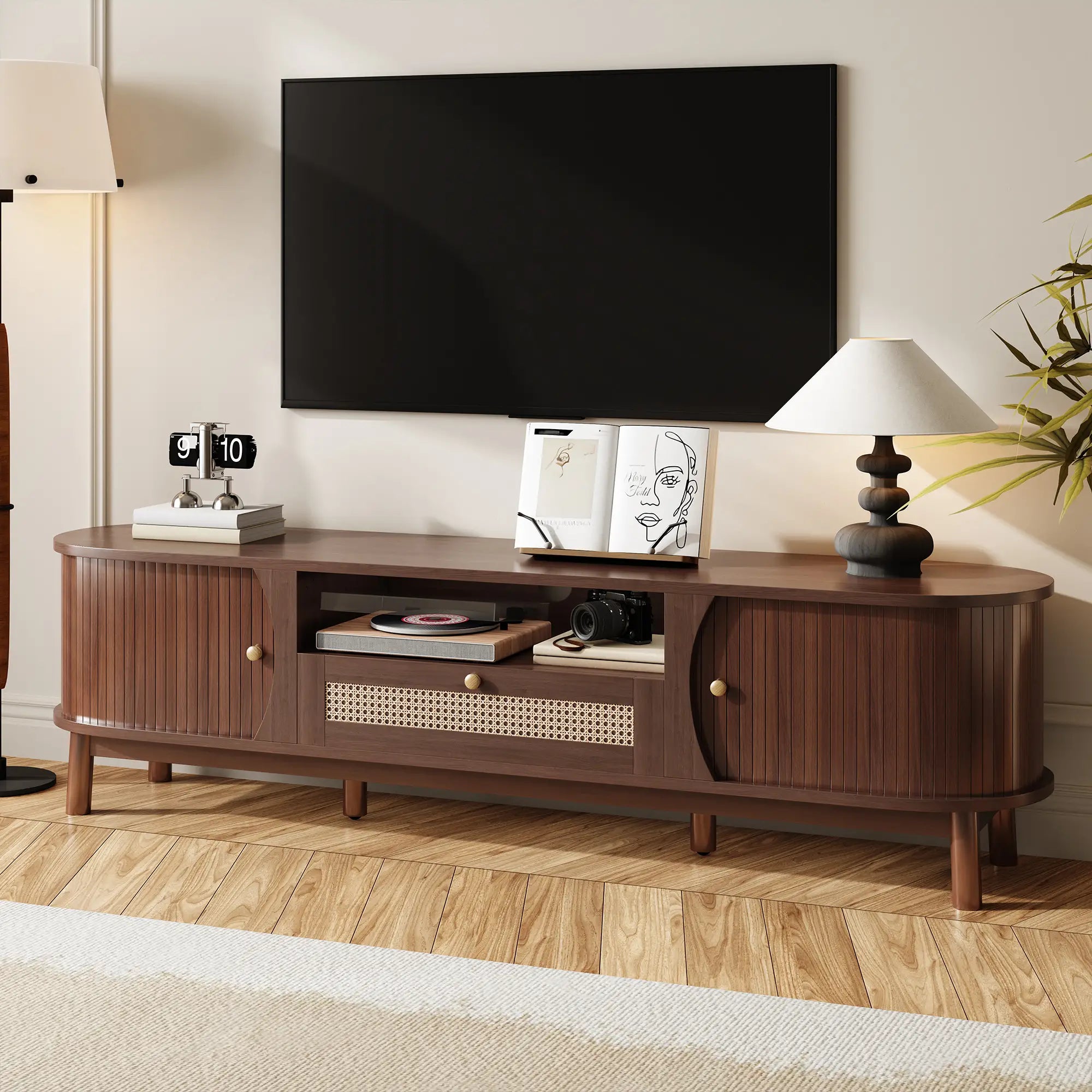TV Stand, Solid Wood Doors, Drawers, 65