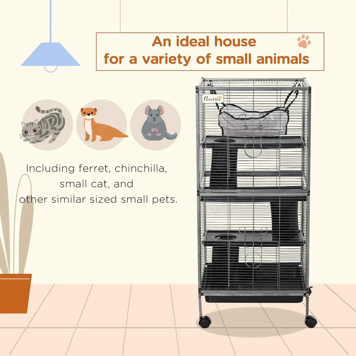 4-Tier Rolling Small Animal Cage, Guinea Pig, Ferret, Chinchilla, Rabbit Houses & Habitats at Gallery Canada