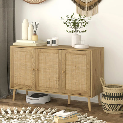 Bohemian Sideboard, Rattan Doors, Adjustable Shelf, Natural Wood Storage Cabinets at Gallery Canada