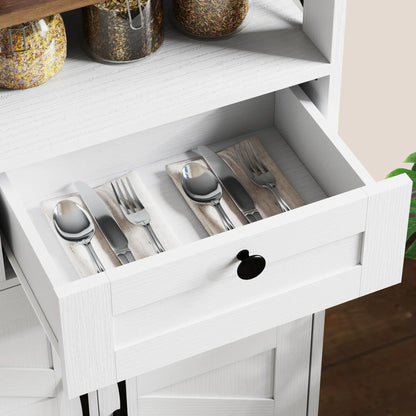 Sideboard, Buffet Cabinet with 4 Barn Doors, 3 Drawers, White Storage Cabinets at Gallery Canada