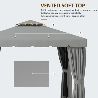 10' X 10' Gazebo With Curtains & Mesh Screen, Light Grey Gazebos at Gallery Canada