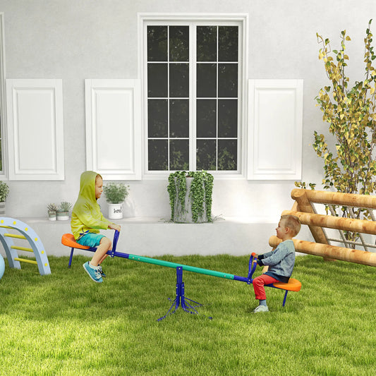 Kids Seesaw Swivel, 360 Degrees Rotating, Outdoor Playground Equipment, Multicoloured Gym Sets & Swings Blue, Green, Orange at Gallery Canada