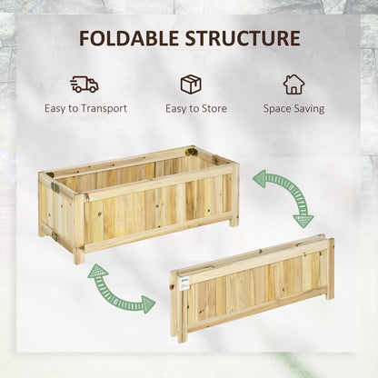 Foldable Elevated Planter Box, Wooden Raised Garden Bed, 27.5 x 11.75, Natural Wooden Planter Boxes at Gallery Canada