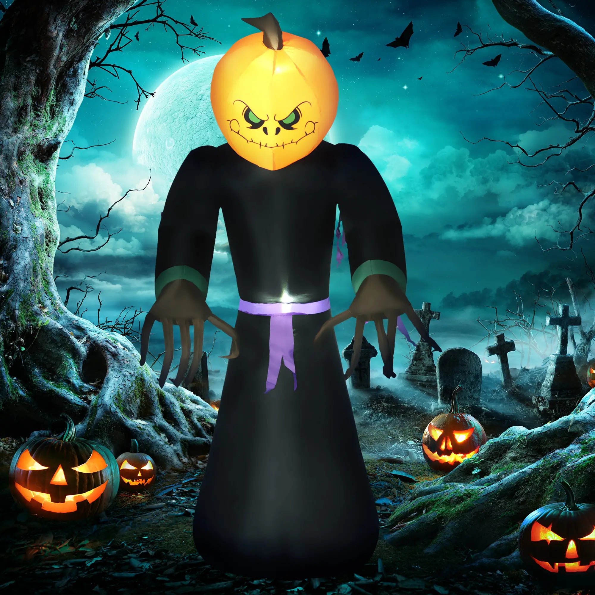 7ft Inflatable Halloween Pumpkin Reaper, LED Outdoor Yard Display Halloween Decorations at Gallery Canada