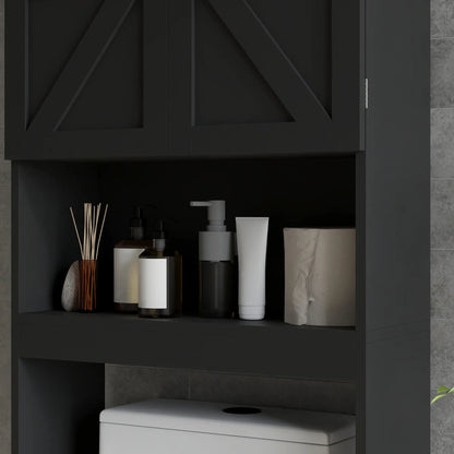 Over Toilet Cabinet, Bathroom Storage with Barn Doors, Open Shelf, Black Bathroom Cabinets at Gallery Canada