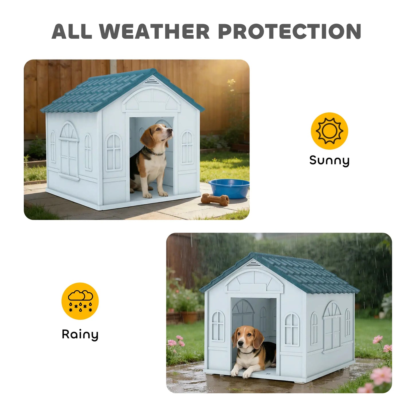 26" Plastic Dog House, Outdoor with Air Vents, Small Medium Dogs, Blue Houses, Kennels & Pens at Gallery Canada