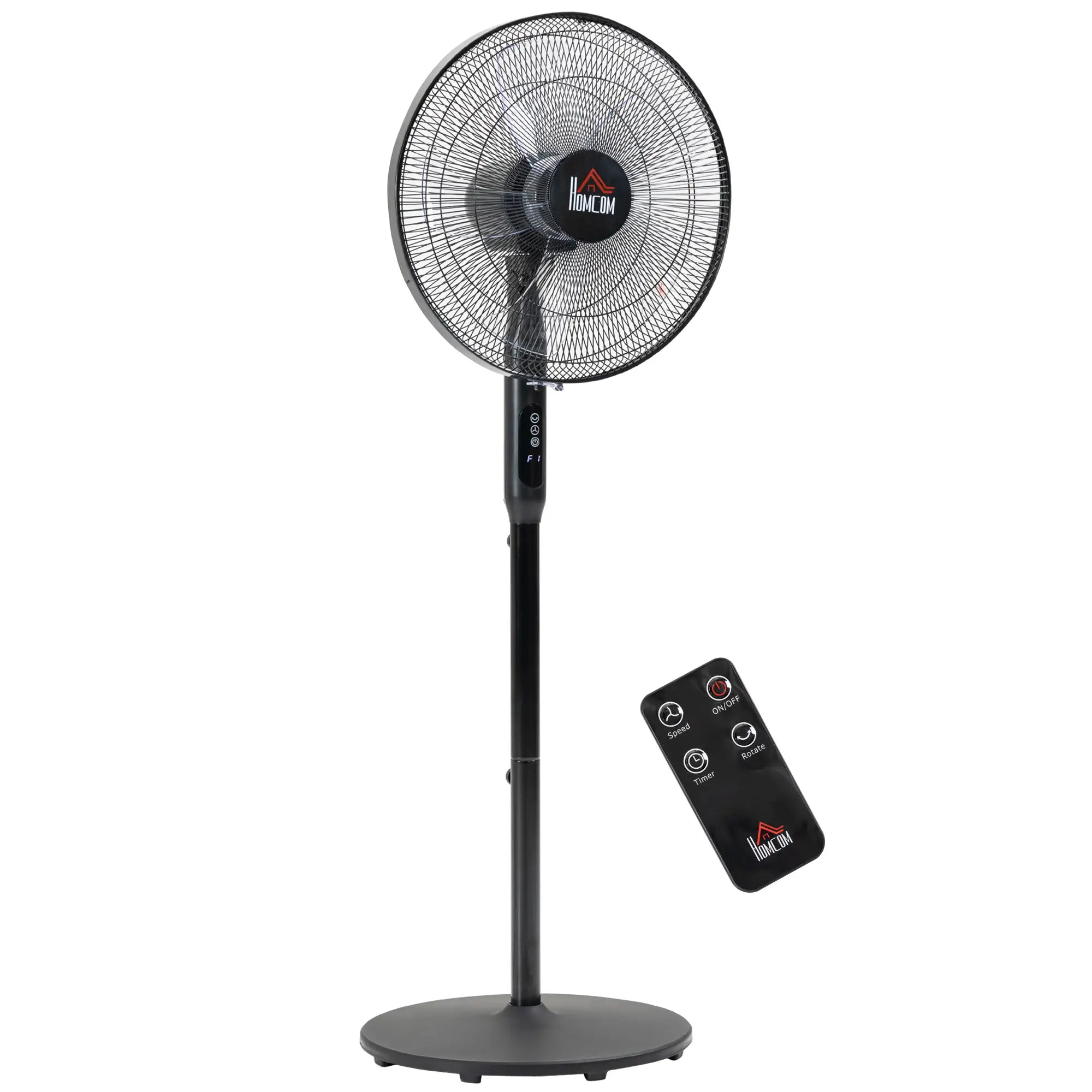 Floor Standing Fan with Remote, Oscillating, LED Screen, Black Stand Fans Black at Gallery Canada