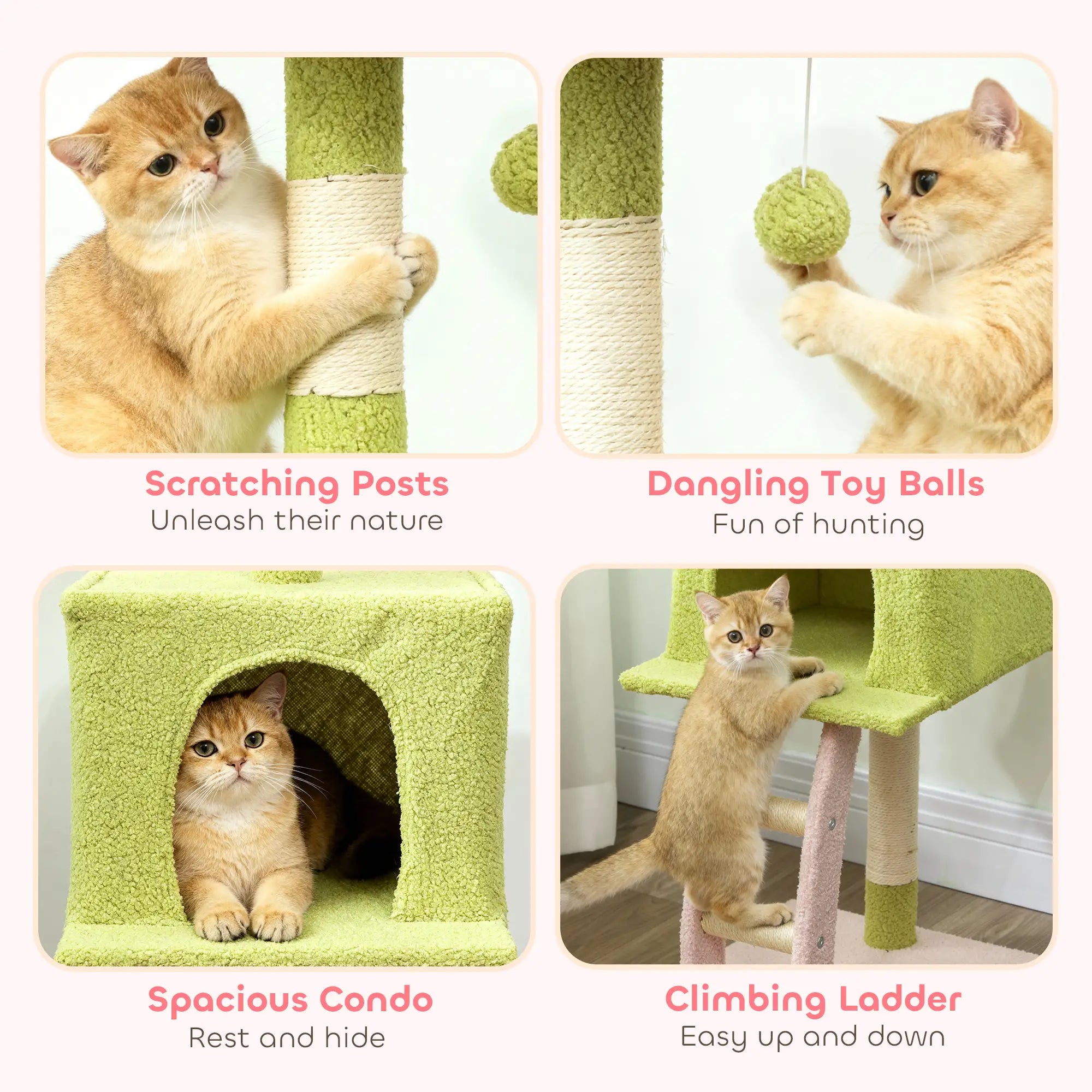 48 Inch Flower Cat Tree, Scratching Post, Cozy Bed, Condo, Green Cat Towers at Gallery Canada