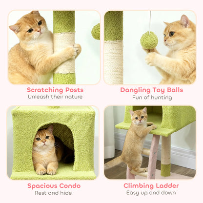 48 Inch Flower Cat Tree, Scratching Post, Cozy Bed, Condo, Green Cat Towers at Gallery Canada