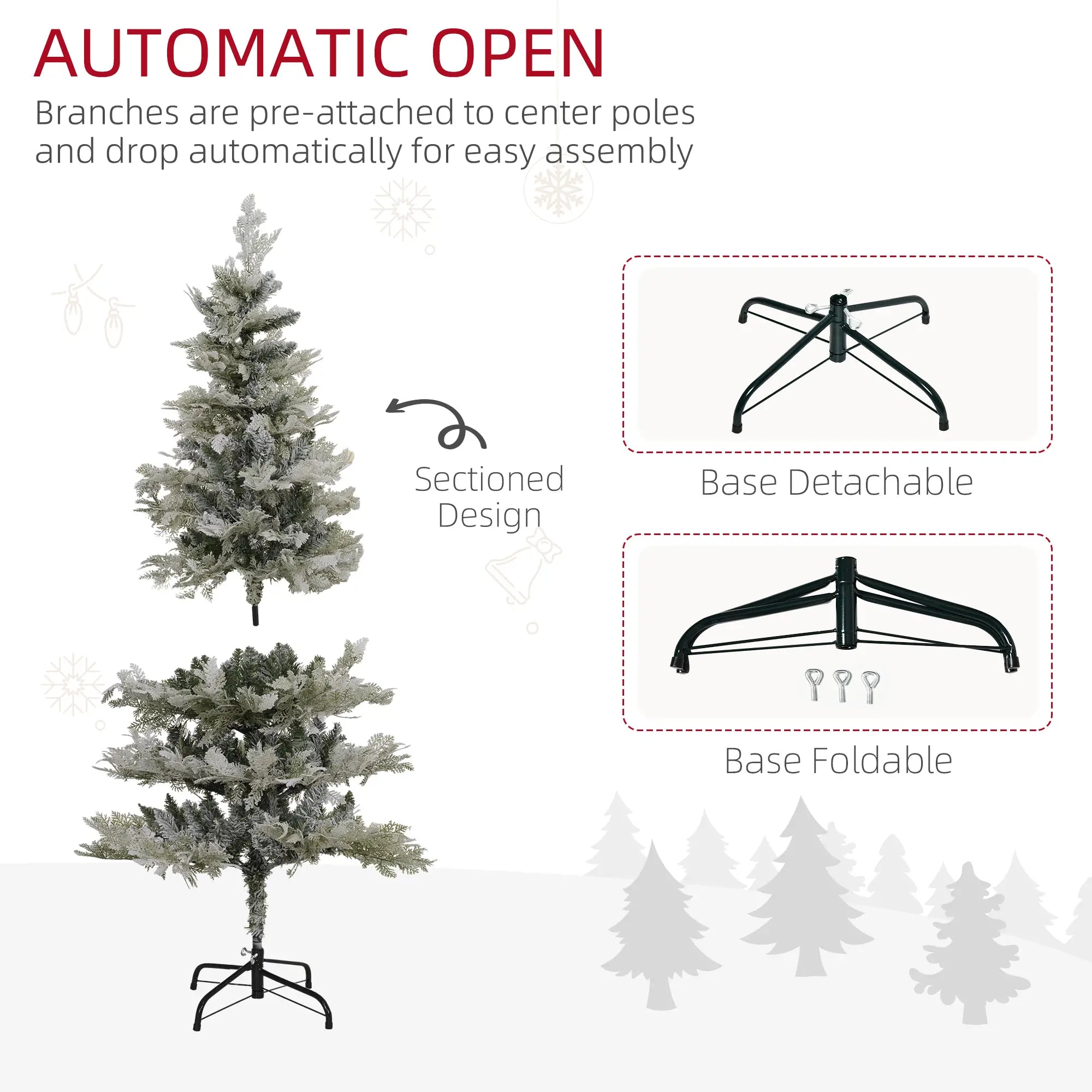 5 Feet Pencil Artificial Christmas Tree, 517 Cypress Branches, Auto Open, Green Pencil Christmas Trees at Gallery Canada