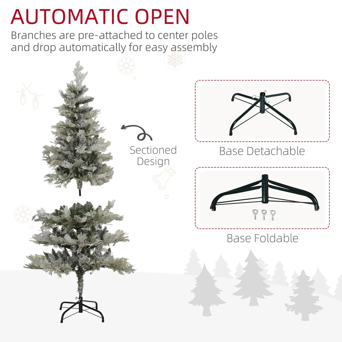 5 Feet Pencil Artificial Christmas Tree, 517 Cypress Branches, Auto Open, Green Pencil Christmas Trees at Gallery Canada