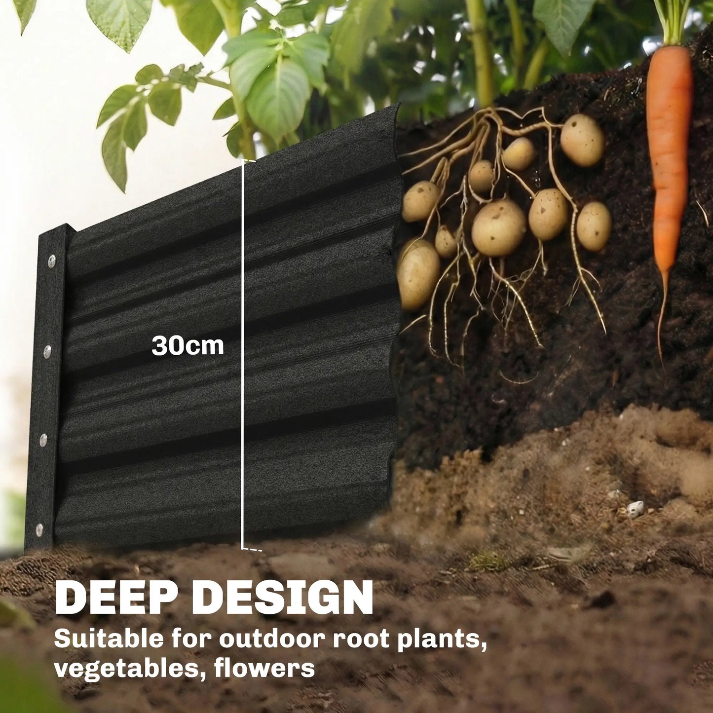 8 x 4 x 1ft Galvanized Raised Garden Bed, Reinforced Planter Box, Black Galvanized Planter Boxes at Gallery Canada
