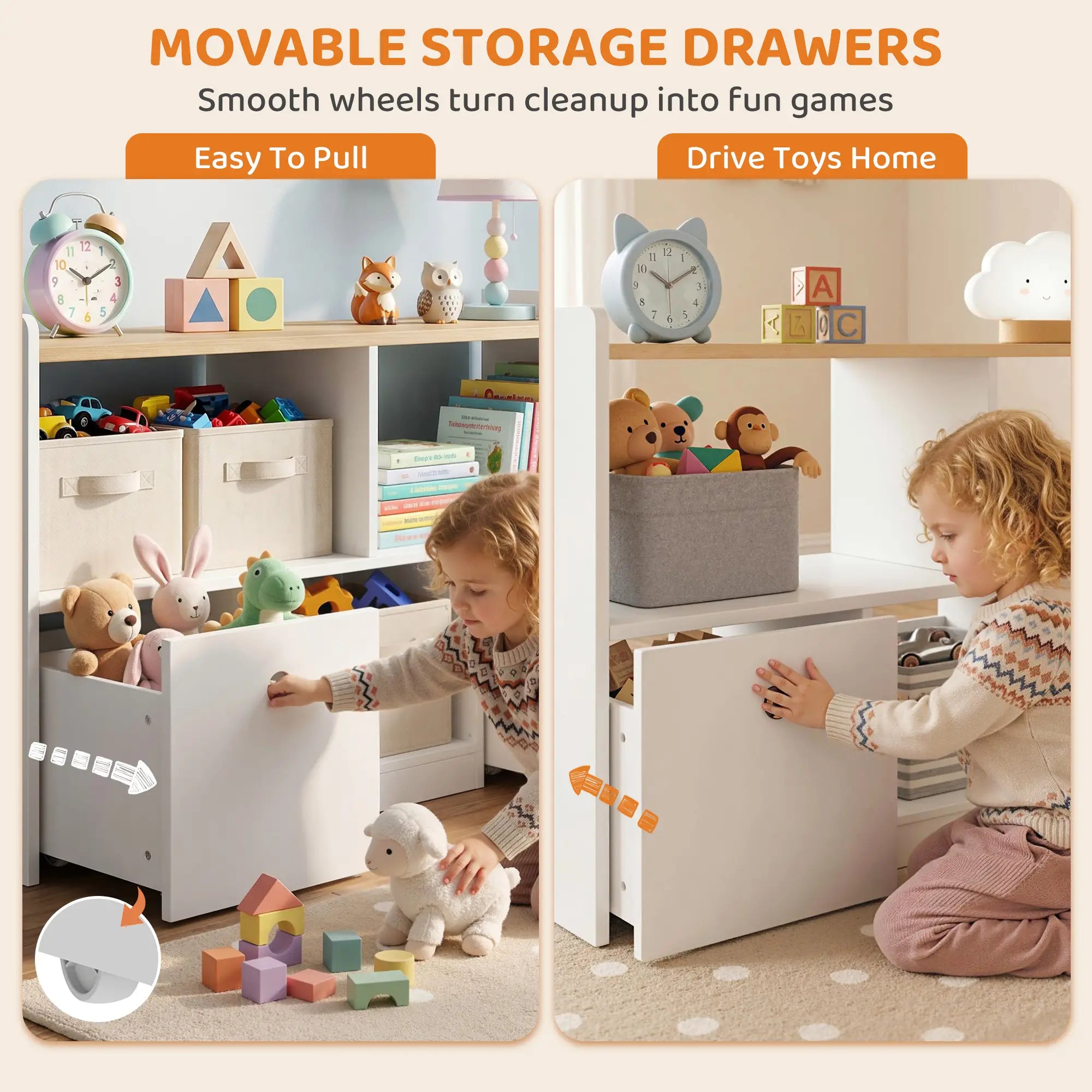Toy Storage Organizer, 2 Drawers 3 Cubbies, White Baby & Kids Storage at Gallery Canada
