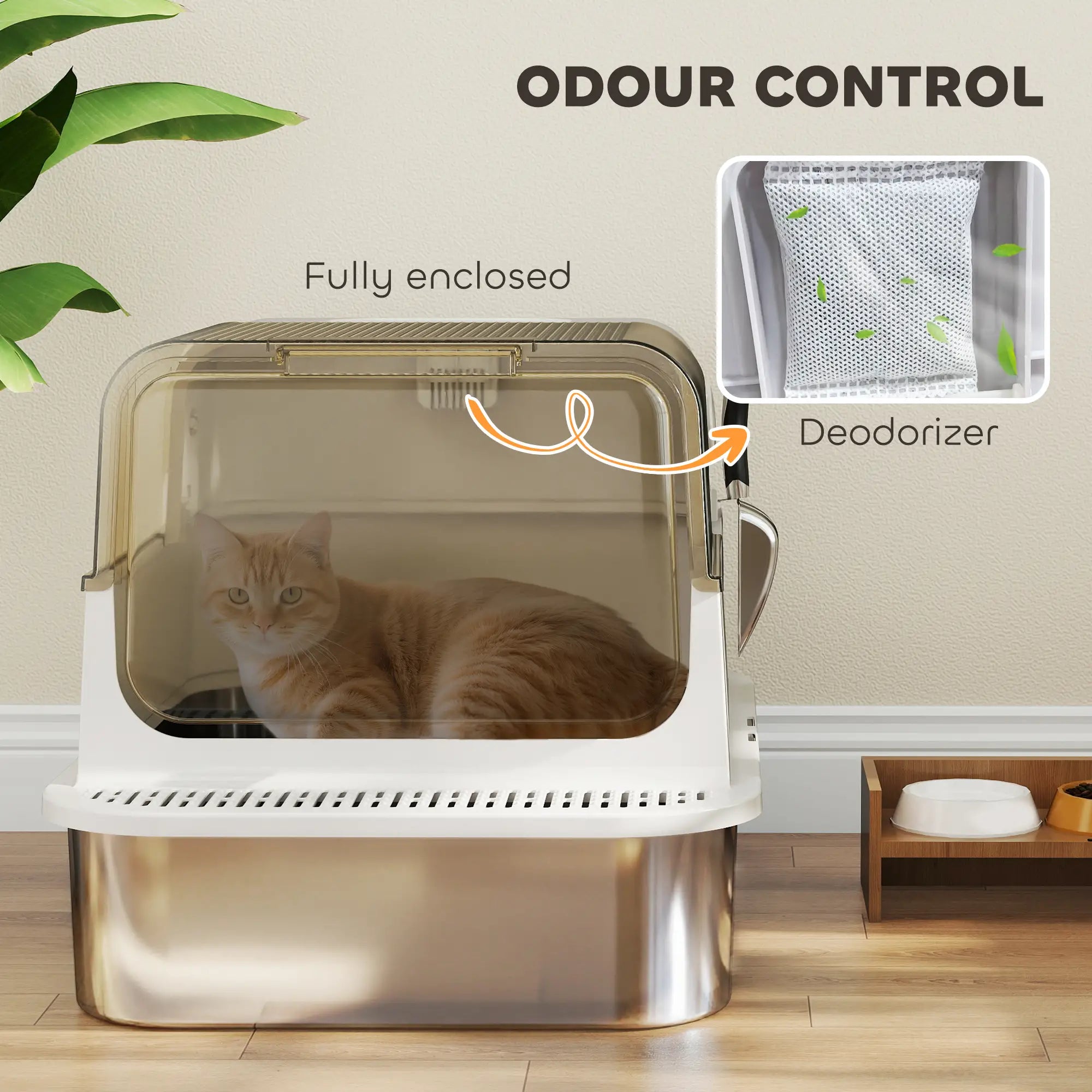 Stainless Steel Cat Litter Box, Easy Clean Enclosure, 27.6