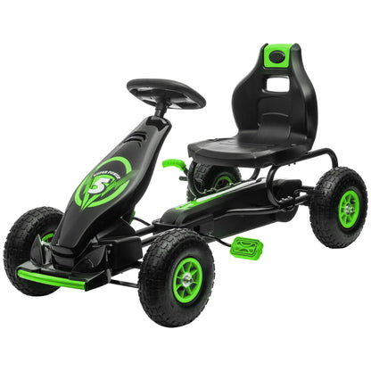 Adjustable Seat Pedal Go Kart, Rubber Wheels Shock Absorb, Green Pedal Go Karts for Kids Green, Black at Gallery Canada