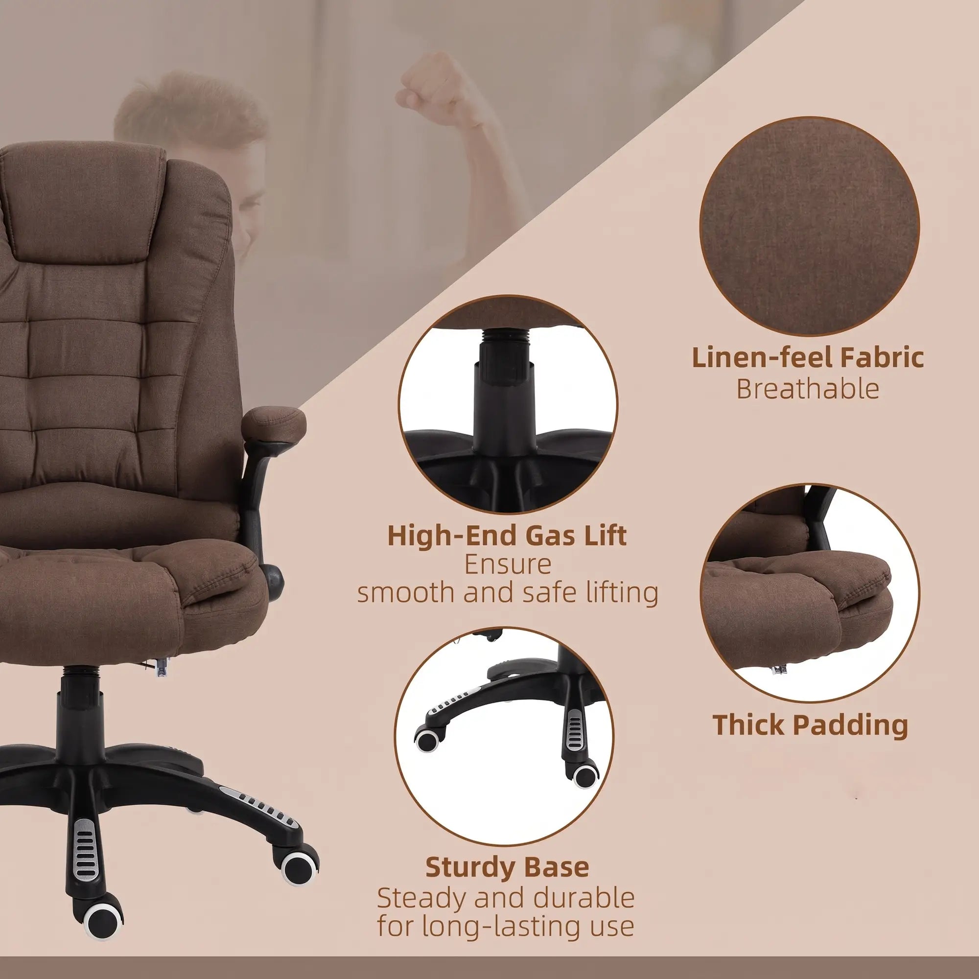 Reclining Massage Office Chair, High Back, Swivel Wheels, Brown Massage Chairs at Gallery Canada
