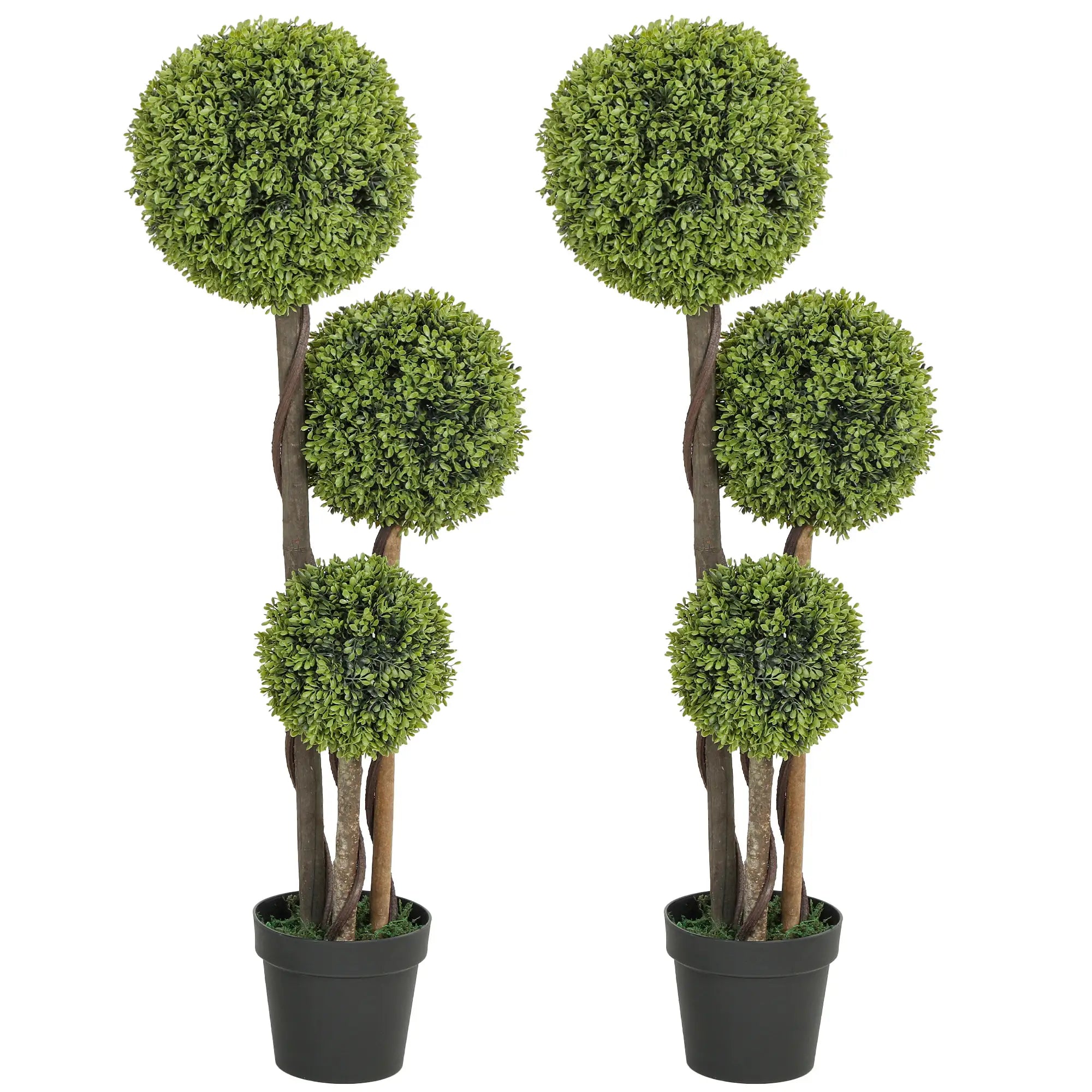 45 Inch Artificial Boxwood Topiary Tree, Set Of 2, Indoor Outdoor, Green Artificial Trees at Gallery Canada