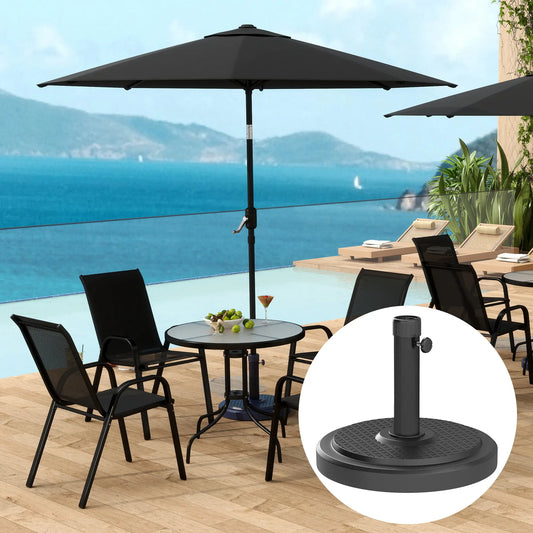 48 Lbs Patio Umbrella Base, Round HDPE, For 1.5" Or 1.9" Poles, Φ18.9" X 15.2" H, Black Umbrella Bases Black at Gallery Canada