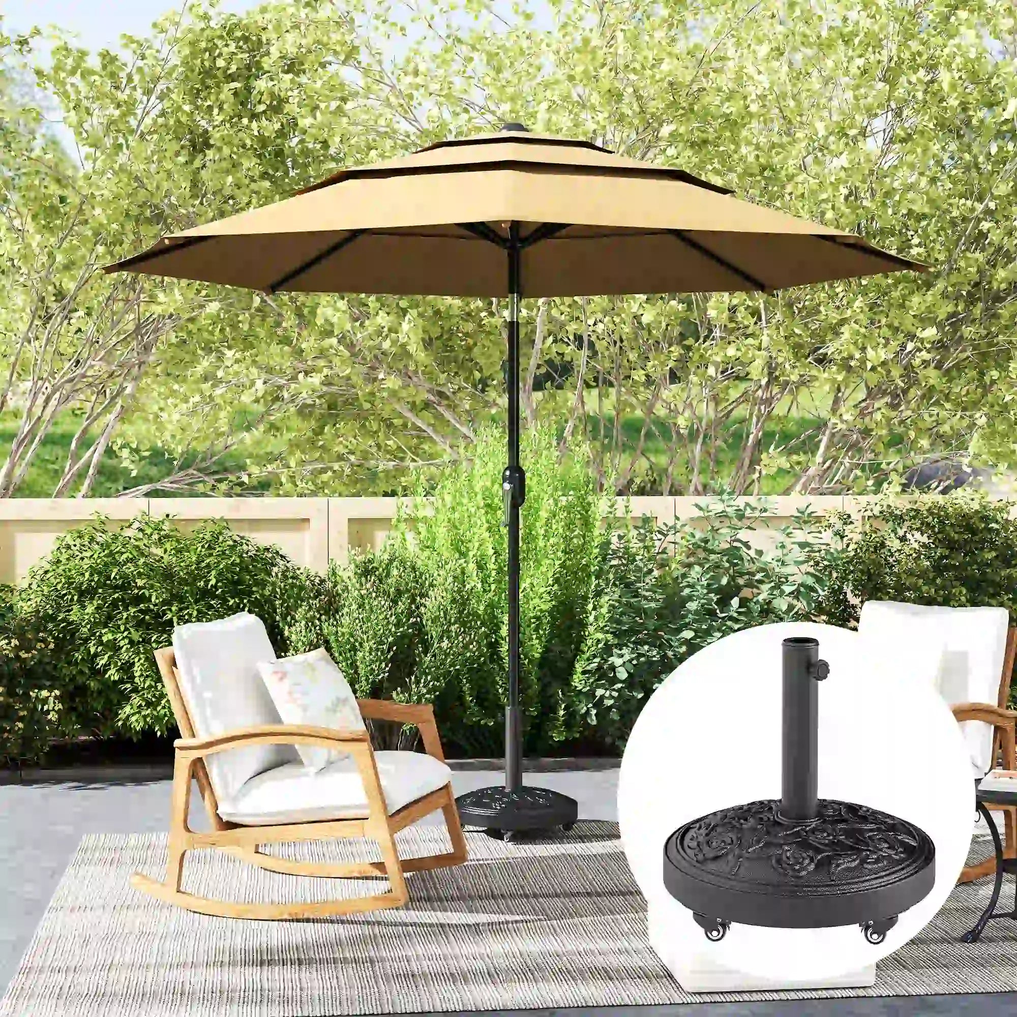 46 lbs Resin Round Patio Umbrella Base With Wheels, Black Umbrella Bases at Gallery Canada