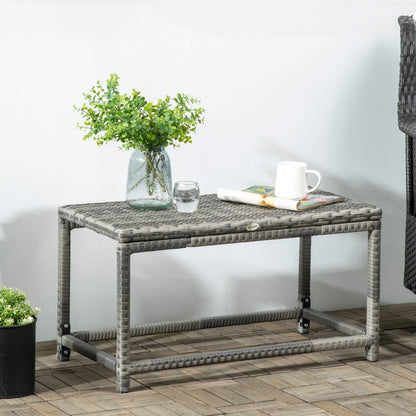 Patio Rattan End Table, Outdoor Side Table, Woven Top, Mixed Grey, Grey Patio Side Tables at Gallery Canada