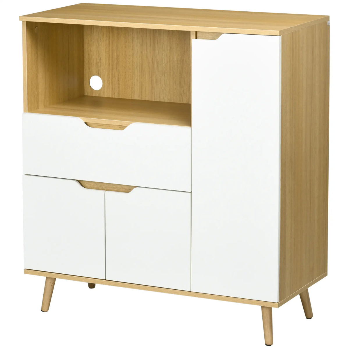 Modern Microwave Stand, Cabinet with Drawer, Storage, White Kitchen Pantry Cabinets at Gallery Canada