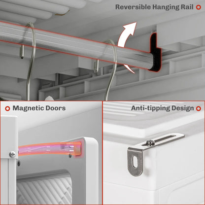 Portable Wardrobe, Foldable Clothes Organizer, 5 Compartments, Hanging Rod, White Clothing Storage at Gallery Canada