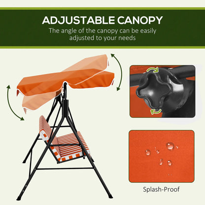 3-Seater Outdoor Porch Swing, Adjustable Canopy, Orange Patio Swings with Stand at Gallery Canada