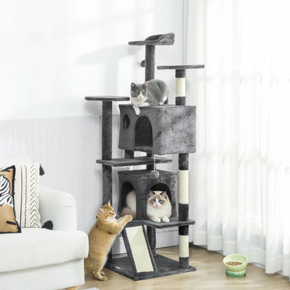 63" Cat Tree, Multi-Level Cat Tower, Scratching Posts, Dark Grey Multi-Level Cat Towers at Gallery Canada