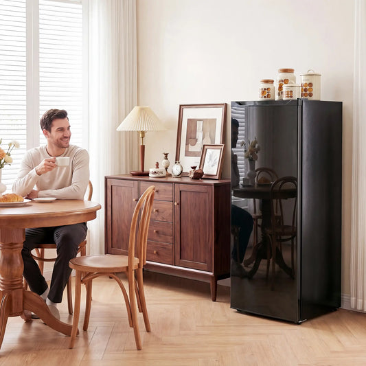 7.0 Cu.Ft Upright Freezer, 6 Adjustable Shelves, Reversible Door, Black Small Kitchen Appliances Black at Gallery Canada