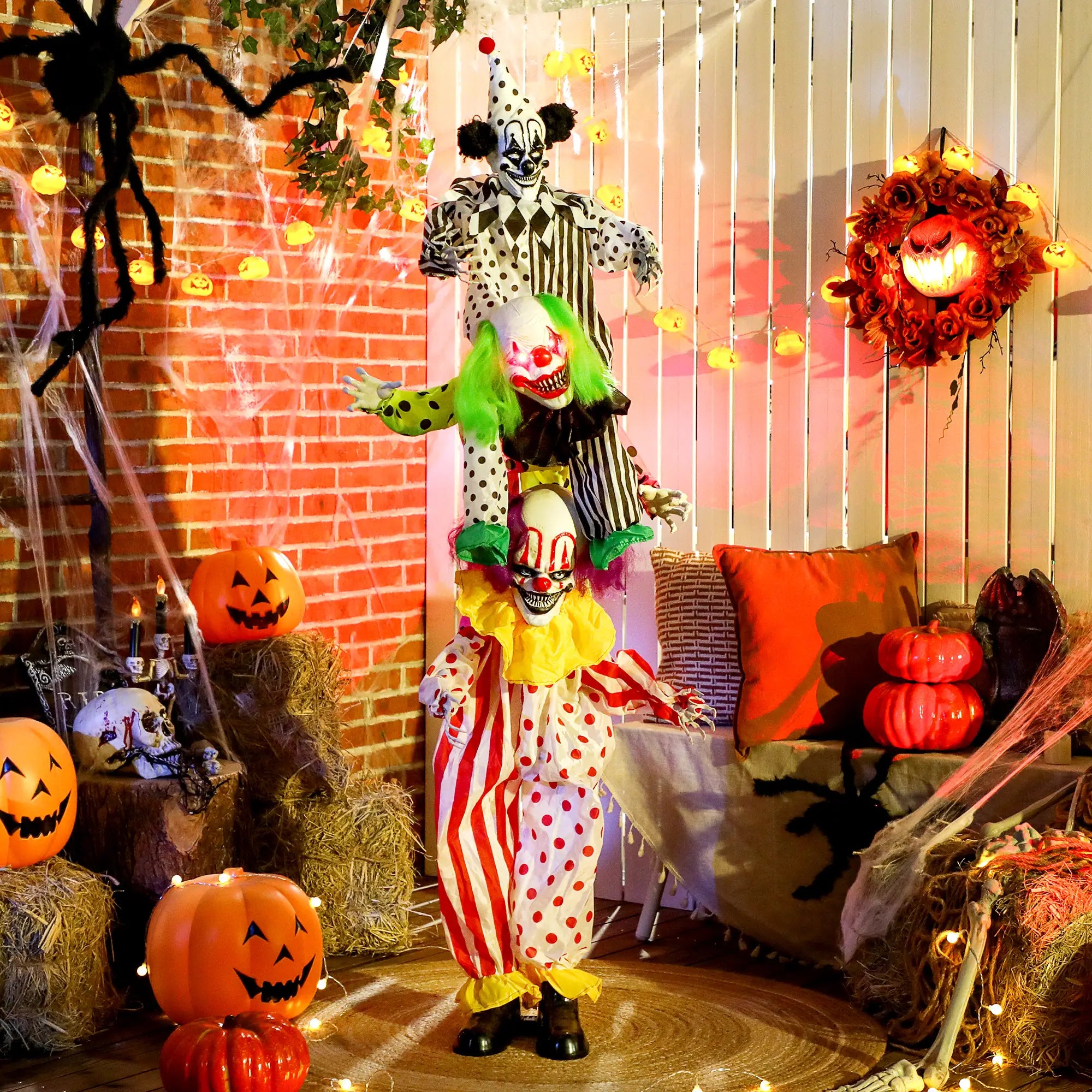 Life Size Animated Clown, Sound Activated, Red Halloween Decorations at Gallery Canada