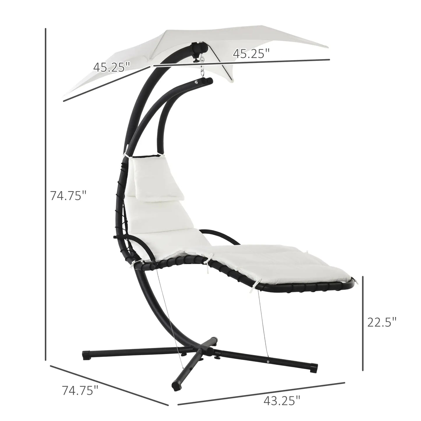 Swing Chaise with Stand, Floating Chaise Lounge, Cream White Patio Swings with Stand at Gallery Canada