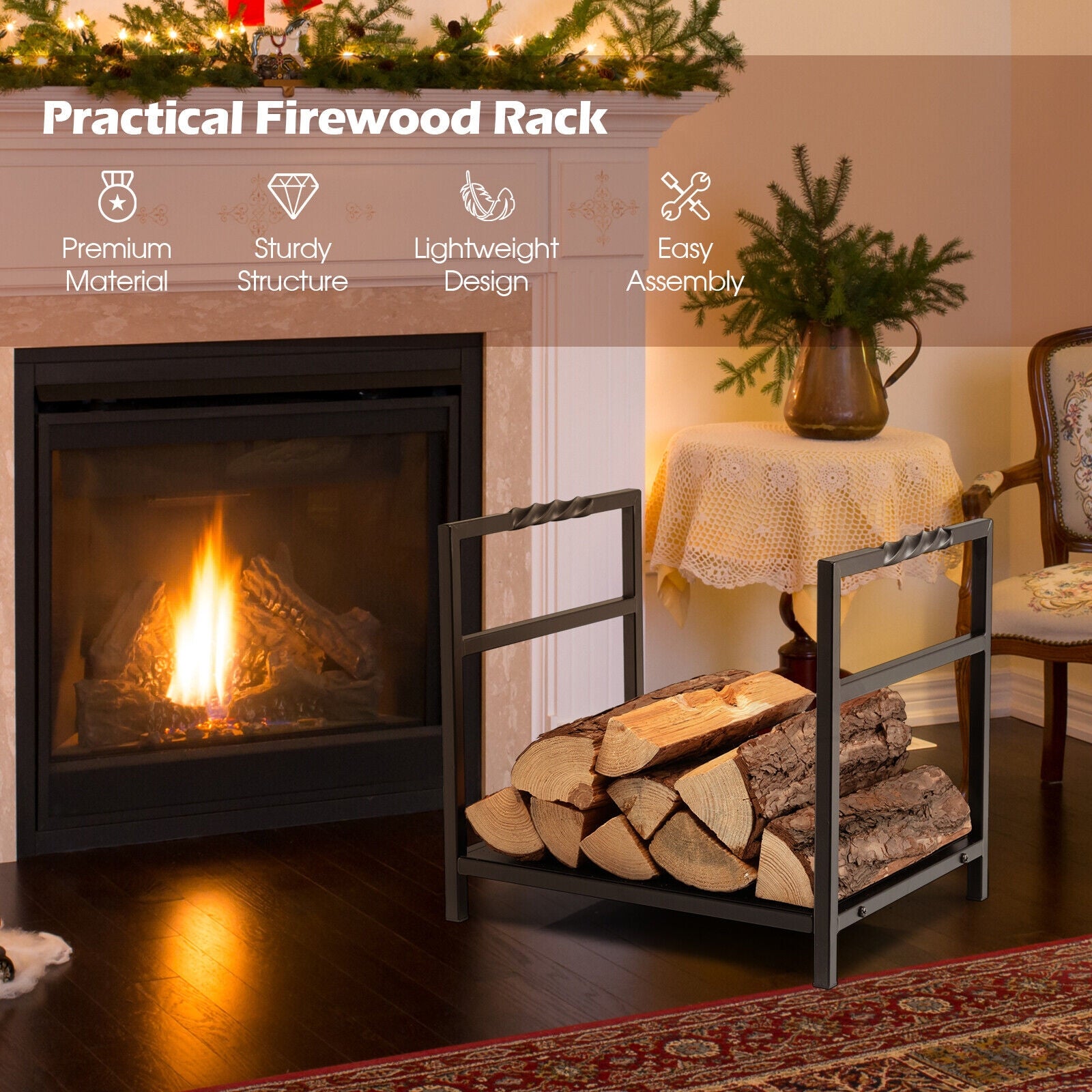 Firewood Log Rack, Black Log Storage at Gallery Canada