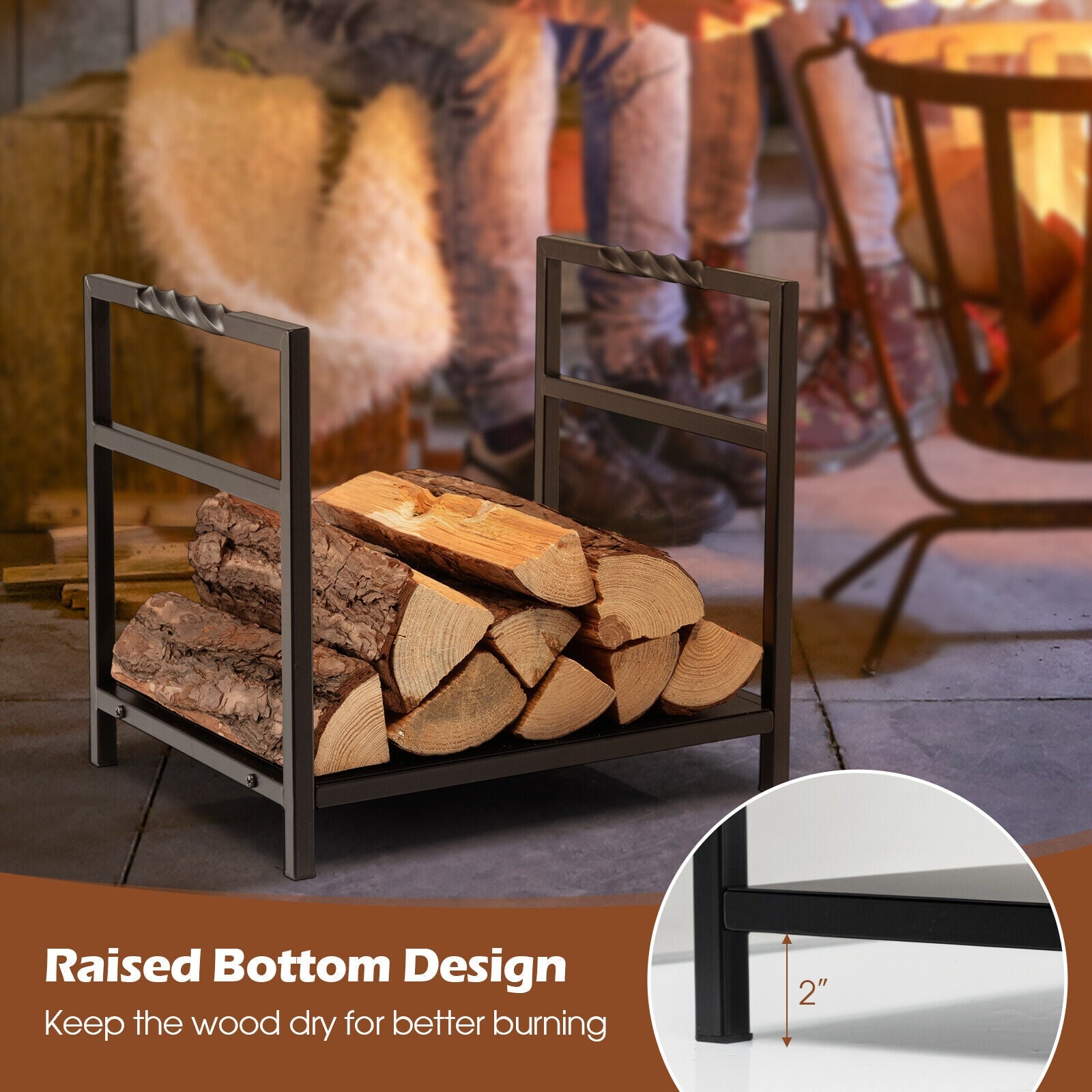 Firewood Log Rack, Black Log Storage at Gallery Canada