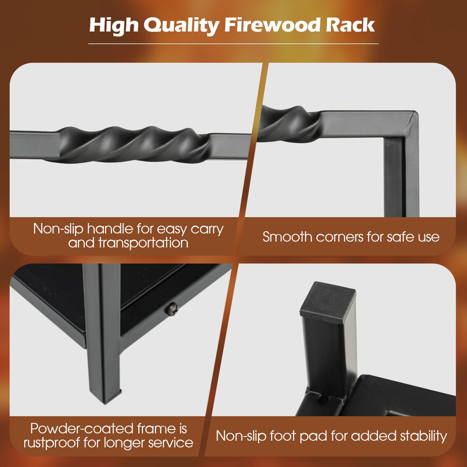 Firewood Log Rack, Black Log Storage at Gallery Canada