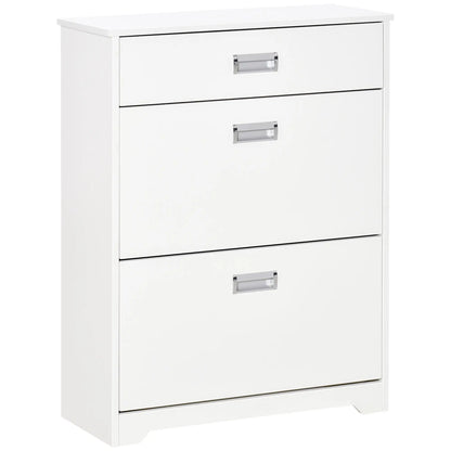 Narrow Shoe Storage, 2 Flip Doors, Adjustable Shelves, Holds 16 Pairs, White Shoe Storage Cabinets & Racks White at Gallery Canada