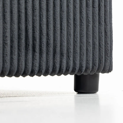 Canapé modulaire en velours côtelé en forme de U, pouf de rangement double, 4 coussins, gris foncé