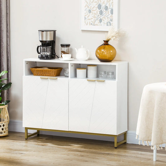 Accent Sideboard, Kitchen Storage Cabinet, 4 Doors, Adjustable Shelves, White Bar Cabinets White at Gallery Canada