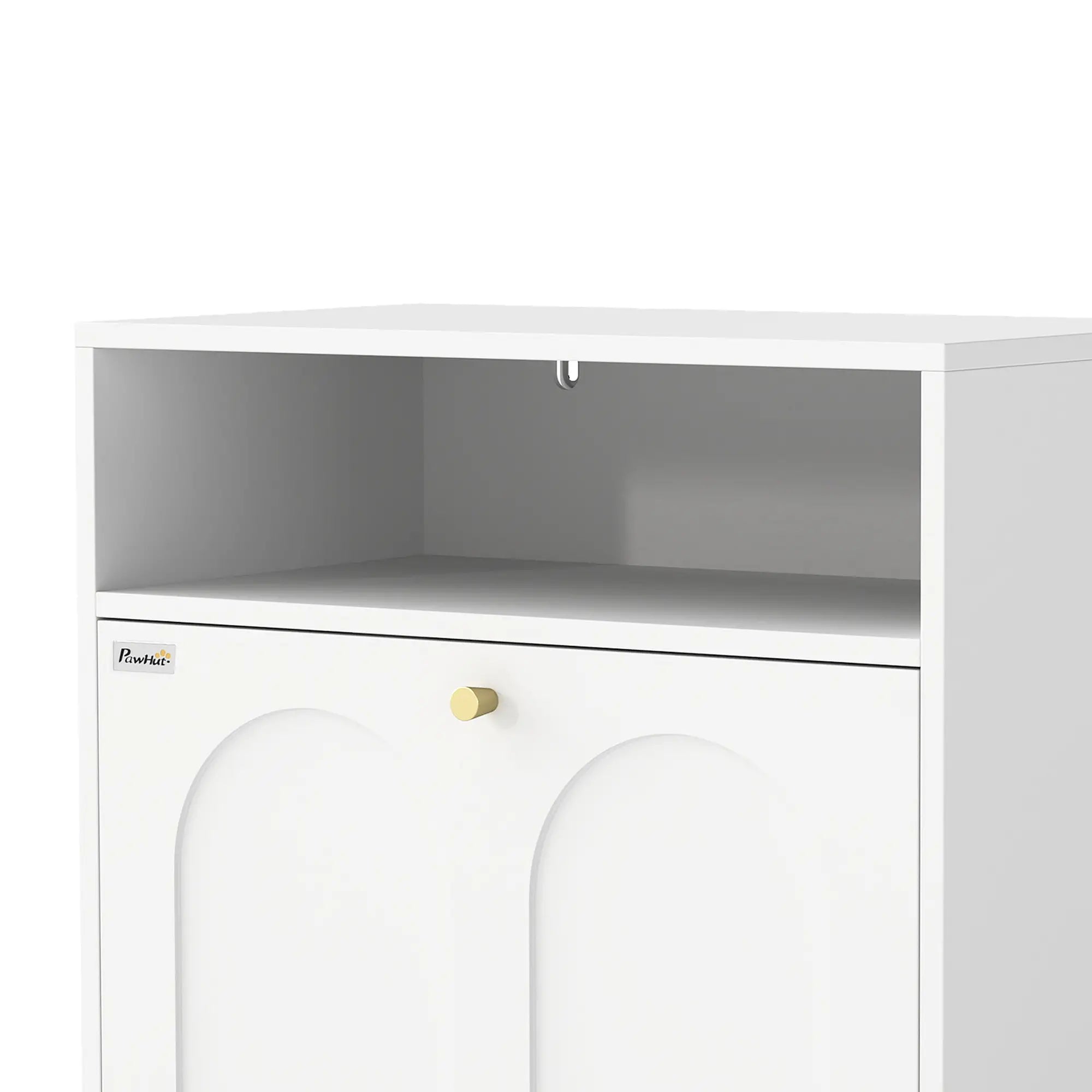 Dog Feeding Station, Food Storage Cabinet, 2 Elevated Bowls, White, White Dog Bowls at Gallery Canada
