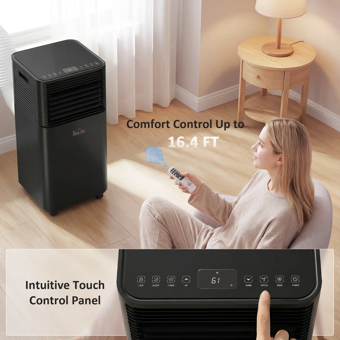 10000 BTU Portable Air Conditioner, Fan, Dehumidifier, Remote, 24H Timer, Black Air Conditioner at Gallery Canada