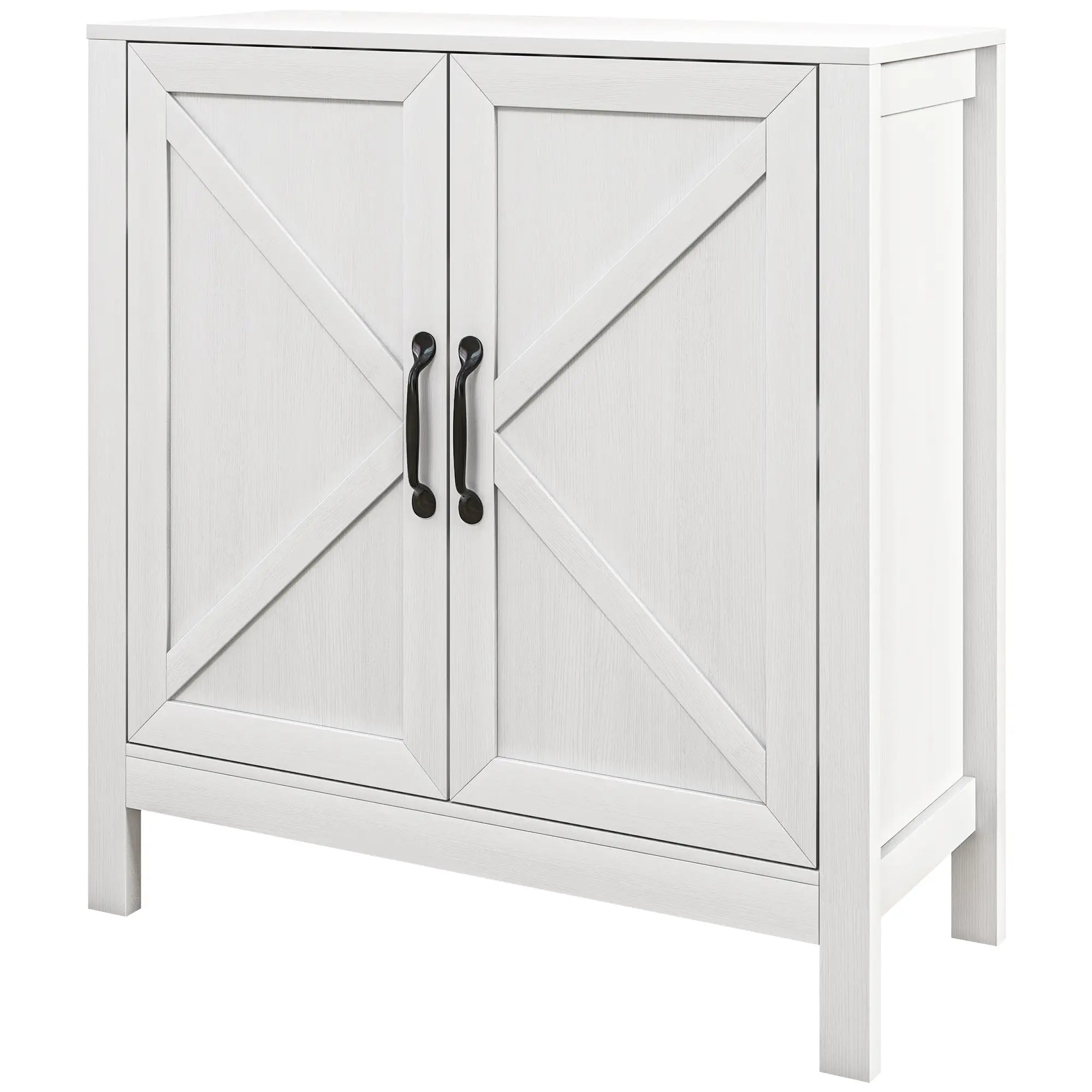 Sideboard Buffet, Kitchen Cabinet with Barn Door, Adjustable Shelves, White Wood Grain, White Bar Cabinets White at Gallery Canada