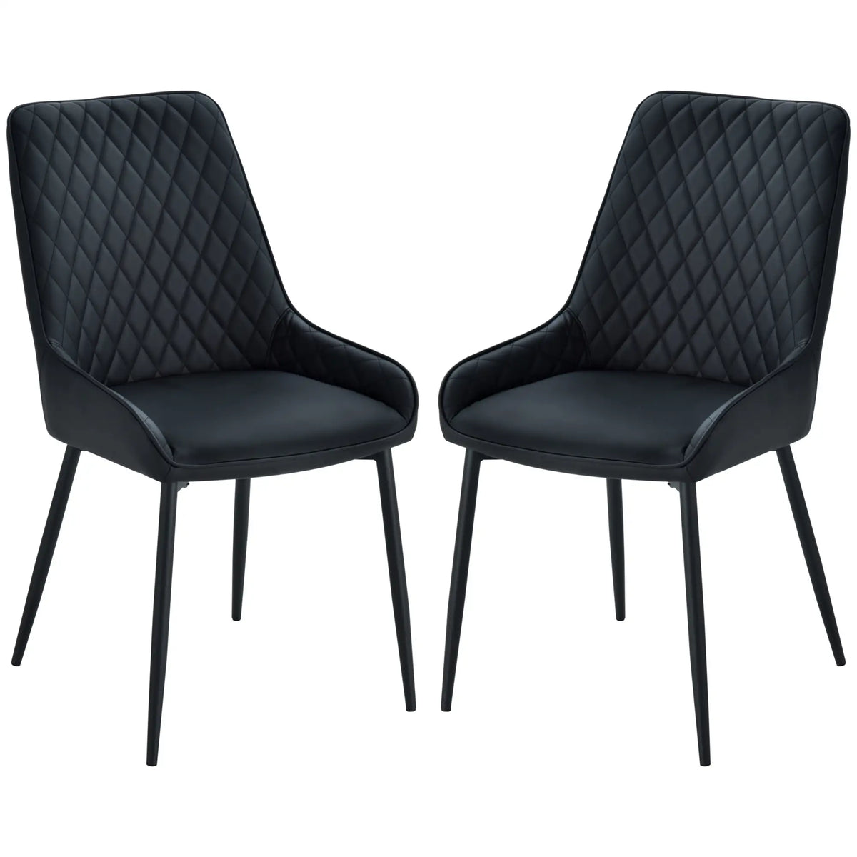 Modern Dining Chairs Set of 2, PU Leather, Metal Legs, Black Bar Stools at Gallery Canada