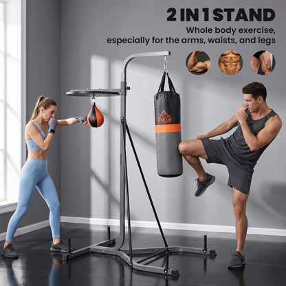 Punching Bag Stand, Speed Ball Holder, 45.25"L x 61.75"W x 87"H, 220lb Load Punching Bag Hangers at Gallery Canada