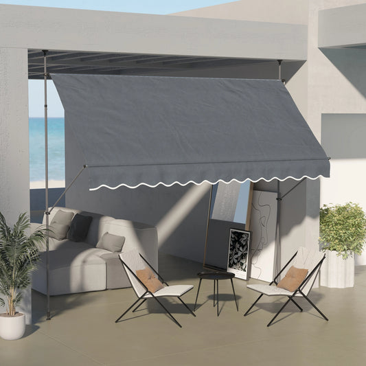 11.5' X 4' Freestanding Retractable Awning, Dark Grey Patio Awnings Dark Grey at Gallery Canada