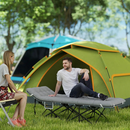 25.6" Wide Folding Camping Cot, Mattress Included, Light Grey Camping Cots at Gallery Canada