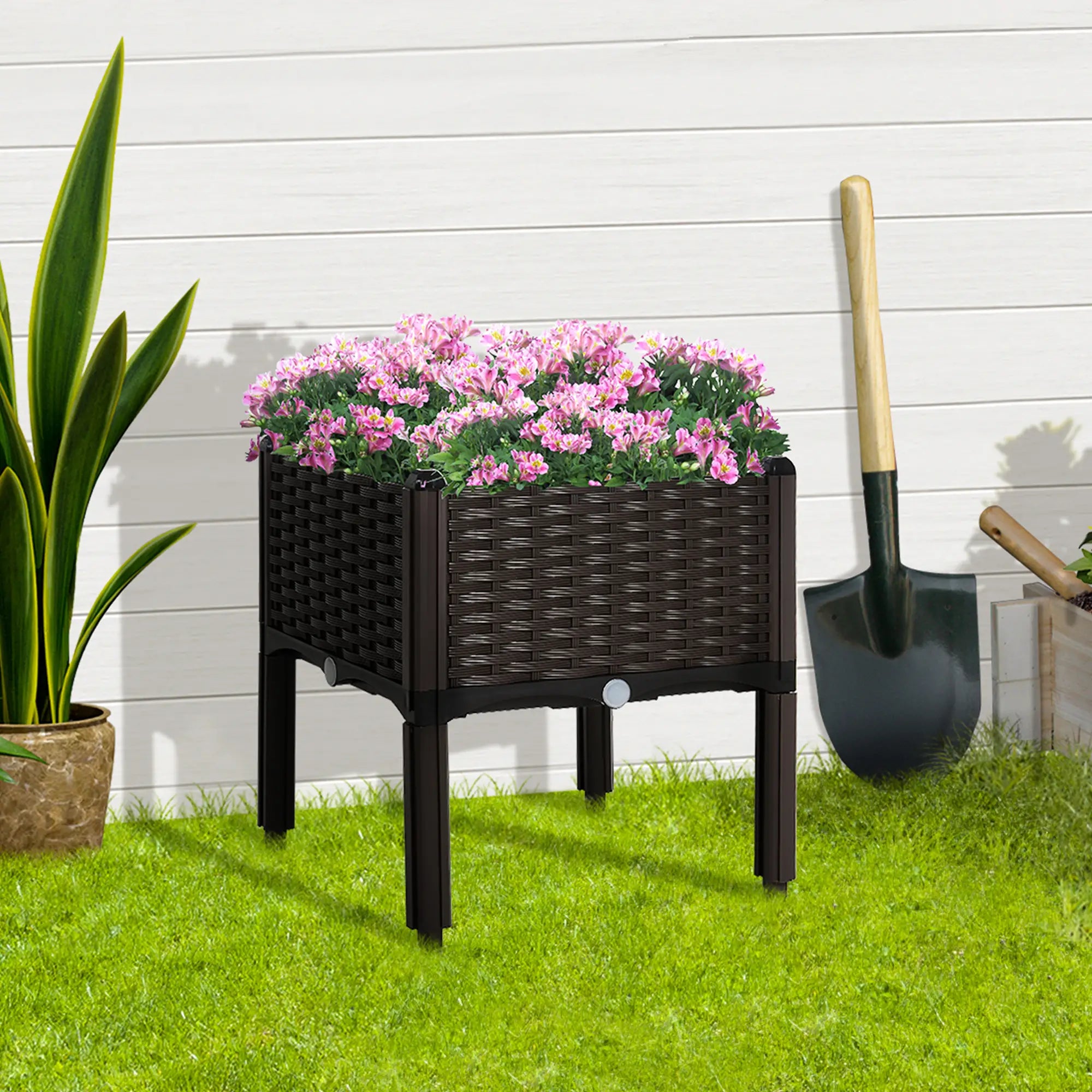 Raised Garden Bed, PP Flower Bed, Vegetable Herb Grow Box, Brown Elevated Garden Beds at Gallery Canada