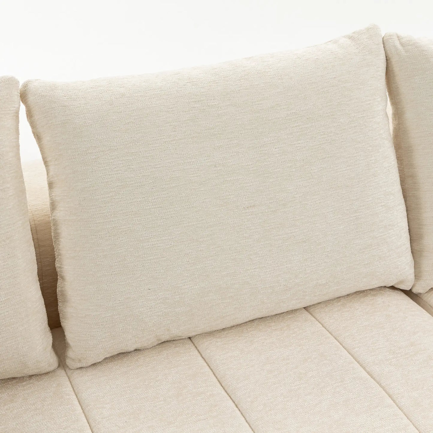 3 Seater Chenille Cloud Couch, Spring Cushion, Beige